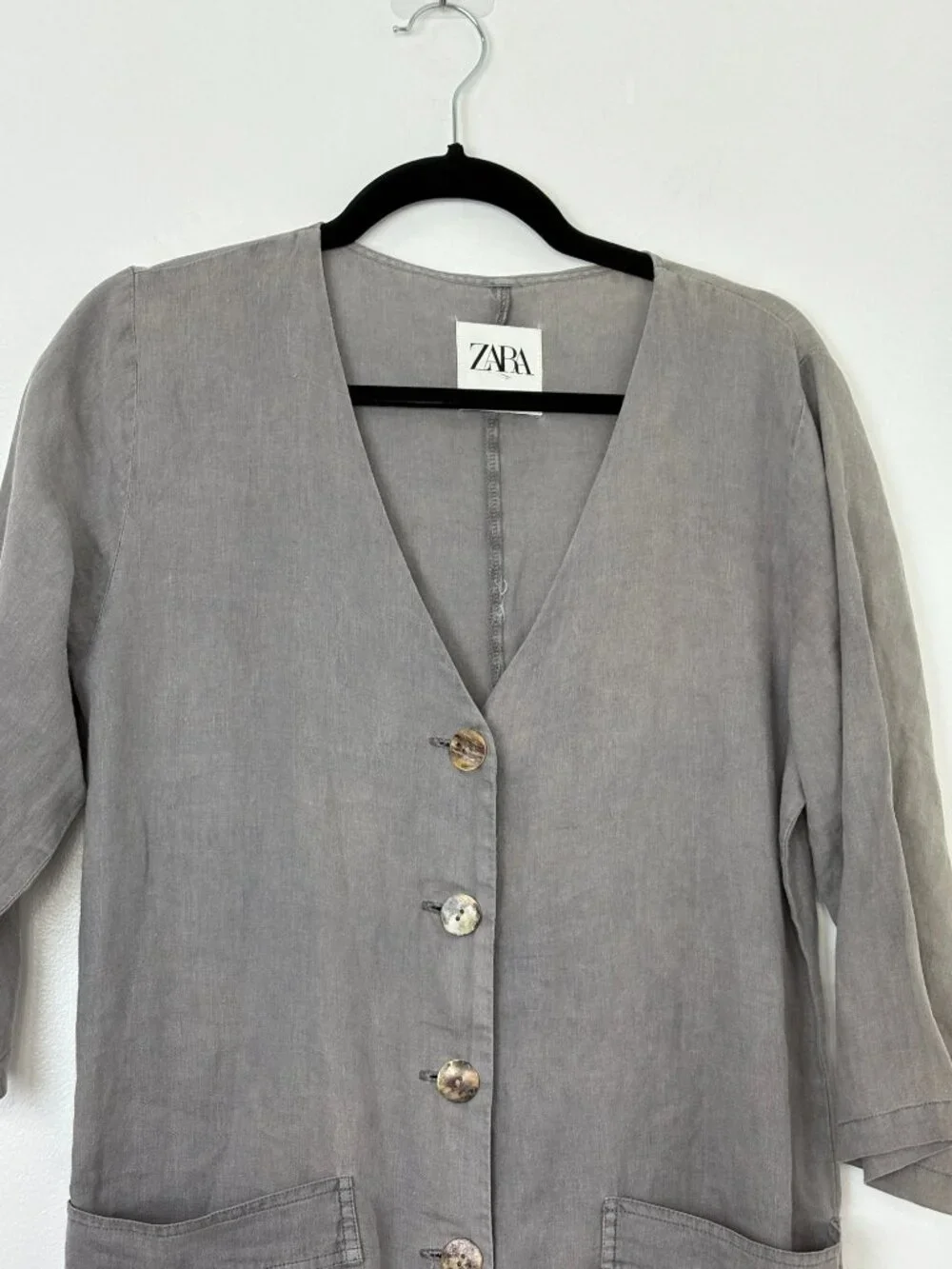 Zara Gray 100% Linen Bolier Jumpsuit The Lillian Size Medium